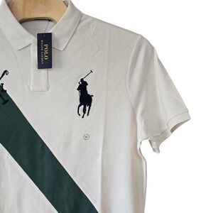 New Polo Ralph Lauren Classic Fit Big Pony‎ Polo Shirt XXL Mens White Green